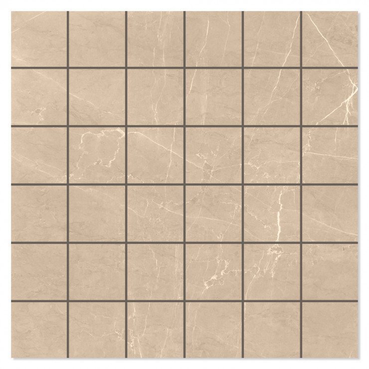 Marmor Mosaik Klinker Leto Beige Polerad Rak 30x30 (5x5) cm-0